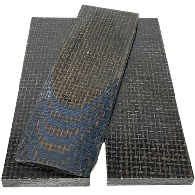 Burlap w/ Blue Canvas Micarta- "Kamari"- 1/4" x 1.5" x 5" Scales - Maker Material Supply