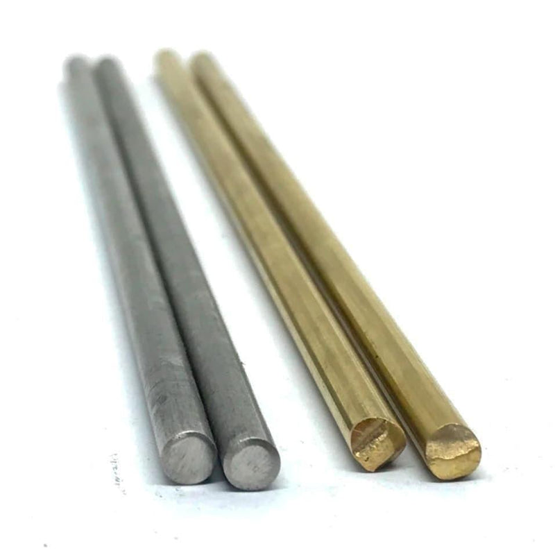 5/32"(.156 inch) x 6"- Round Pin Stock- BRASS, STAINLESS STEEL- 2 pcs - Maker Material Supply