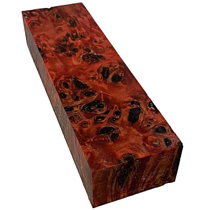 Poplar Burl- Stabilized Wood- Dyed RED- Various Sizes - Maker Material Supply