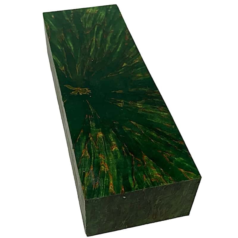 Raffir- Masur Birch Stabilized Wood- GREEN STARBURST - Maker Material Supply