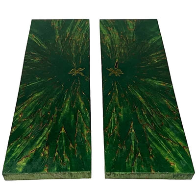 Masur Birch- GREEN STARBURST- Stabilized & Dyed by Raffir® - Maker Material Supply