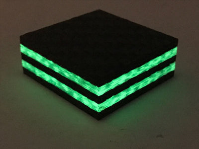 Double Green Glow Core Carbon Fiber- 1/2" Thick- CarbonWaves - Maker Material Supply