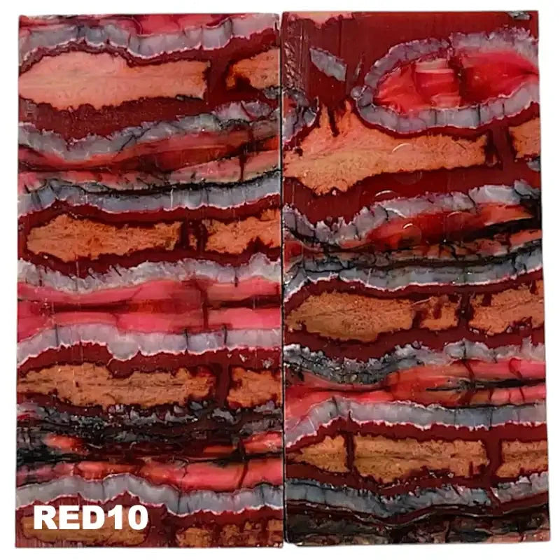 Mammoth Molar Jewelry Sets- 1/8" x 0.9" x 1.8"- RED- Raffir® Fossils - Maker Material Supply