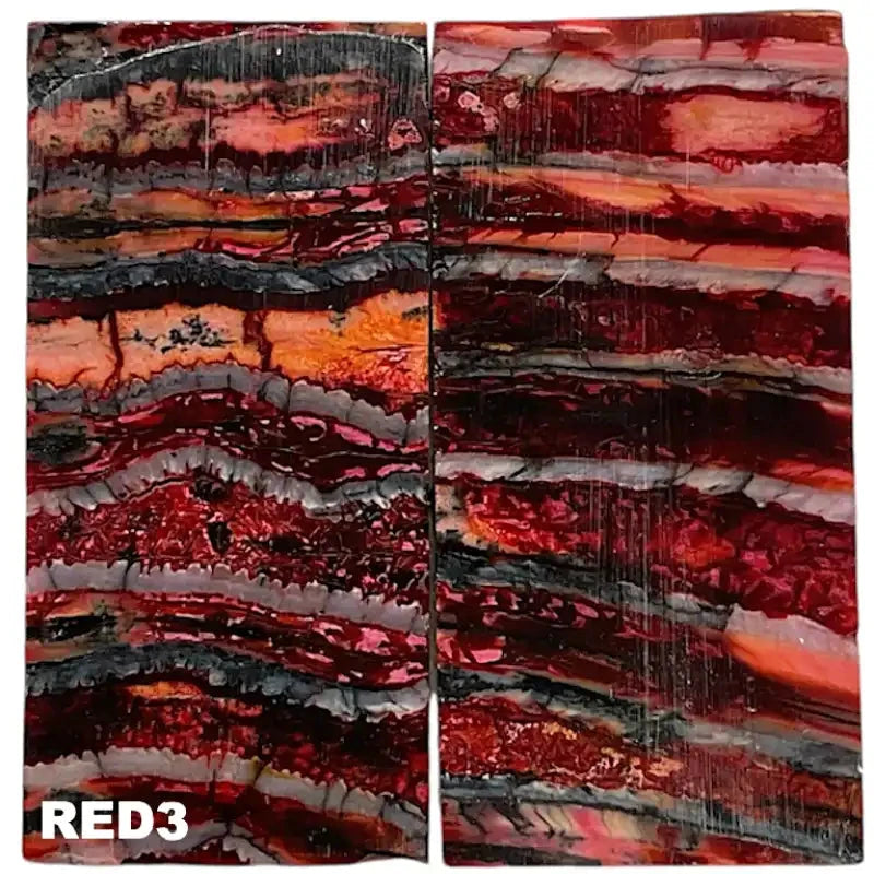 Mammoth Molar Jewelry Sets- 1/8" x 0.9" x 1.8"- RED- Raffir® Fossils - Maker Material Supply