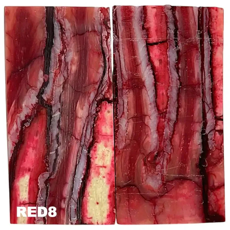 Mammoth Molar Jewelry Sets- 1/8" x 0.9" x 1.8"- RED- Raffir® Fossils - Maker Material Supply