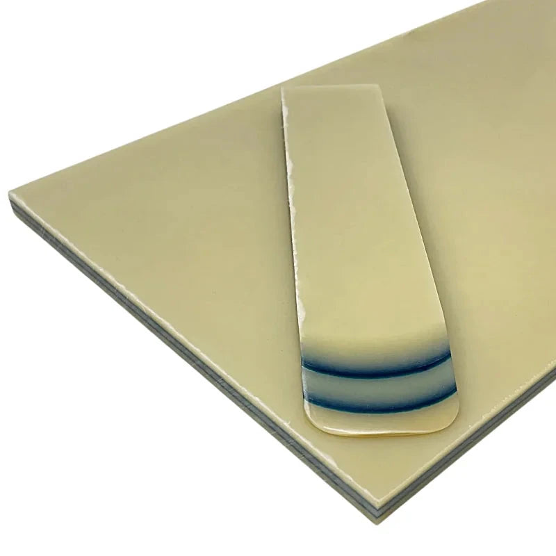 Paper Micarta- Bone w/ Double BLUE Lines- 1/4" Sheets - Maker Material Supply