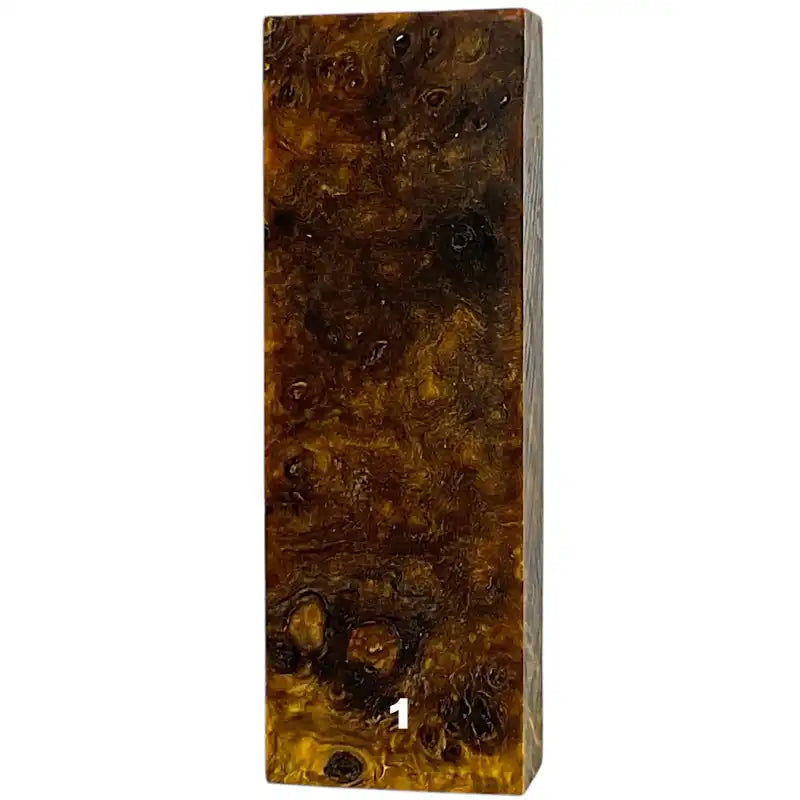 Poplar Burl- DARK YELLOW- Stabilized & Dyed Wood by Raffir - Maker Material Supply