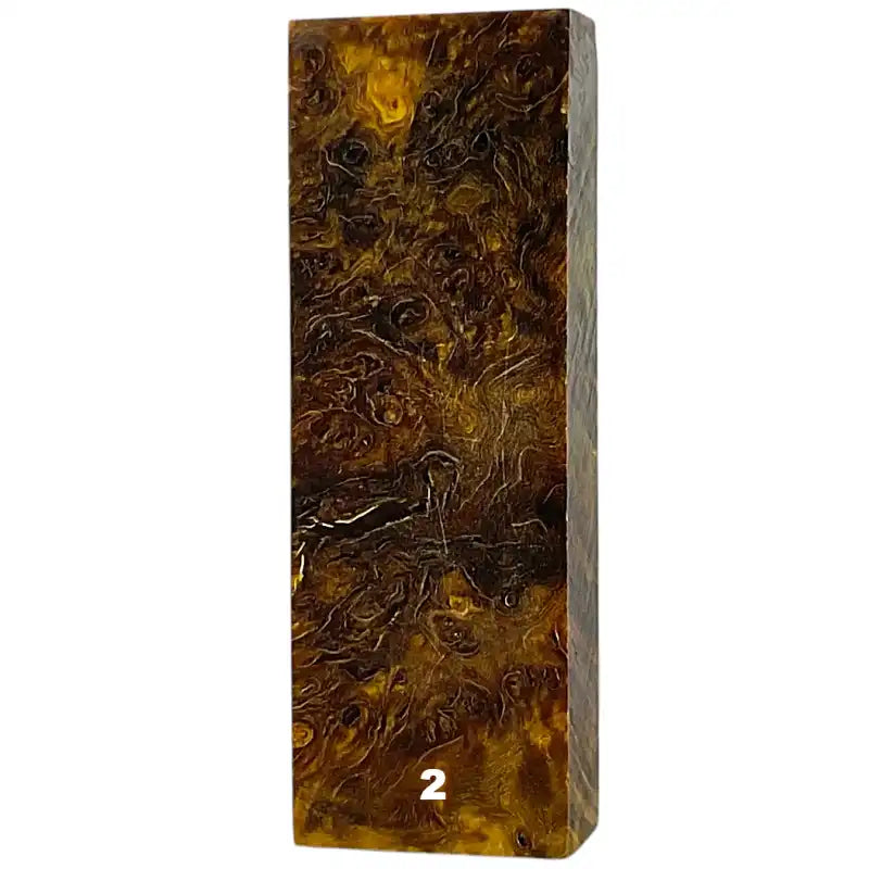 Poplar Burl- DARK YELLOW- Stabilized & Dyed Wood by Raffir - Maker Material Supply