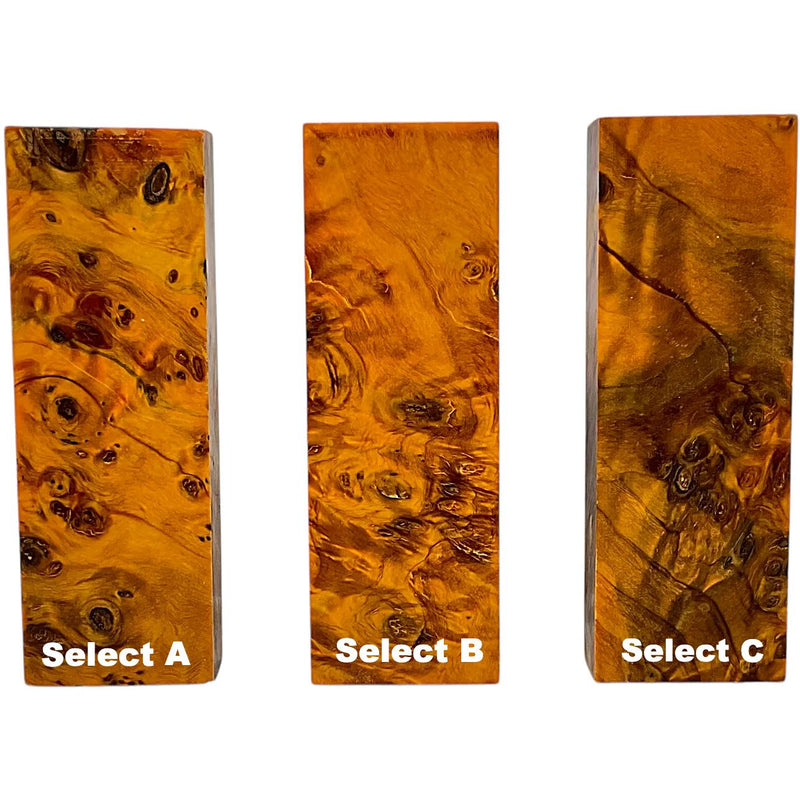 Poplar Burl Scales & Blocks- ORANGE- Wood by Raffir® - Maker Material Supply