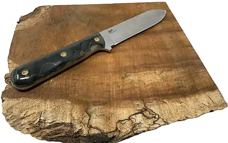 Raffir Curly- Uranium GREEN Glow Composite with Brass- Scales & Sheets - Maker Material Supply