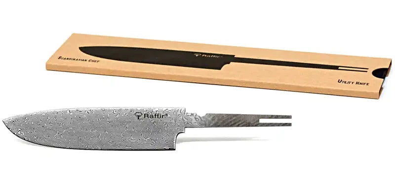 Raffir Scandinavian Chef Series Blade Blank- UTILITY Knife- Stainless Damascus - Maker Material Supply