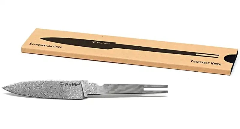 Raffir Scandinavian Chef Series Blade Blank- VEGETABLE Knife- Stainless Damascus - Maker Material Supply