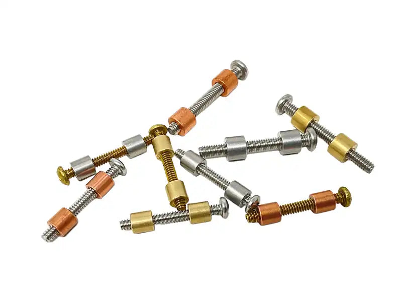 Metal Threaded Eyelets Threaded Barrel/Standoffs/Nuts for Loveless Bolts- BRASS, COPPER and S