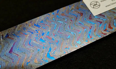 Titanium Zirconium Damascus Composite- Rainbow Zr- WAVES Pattern- By Futuron Forge - Maker Material Supply