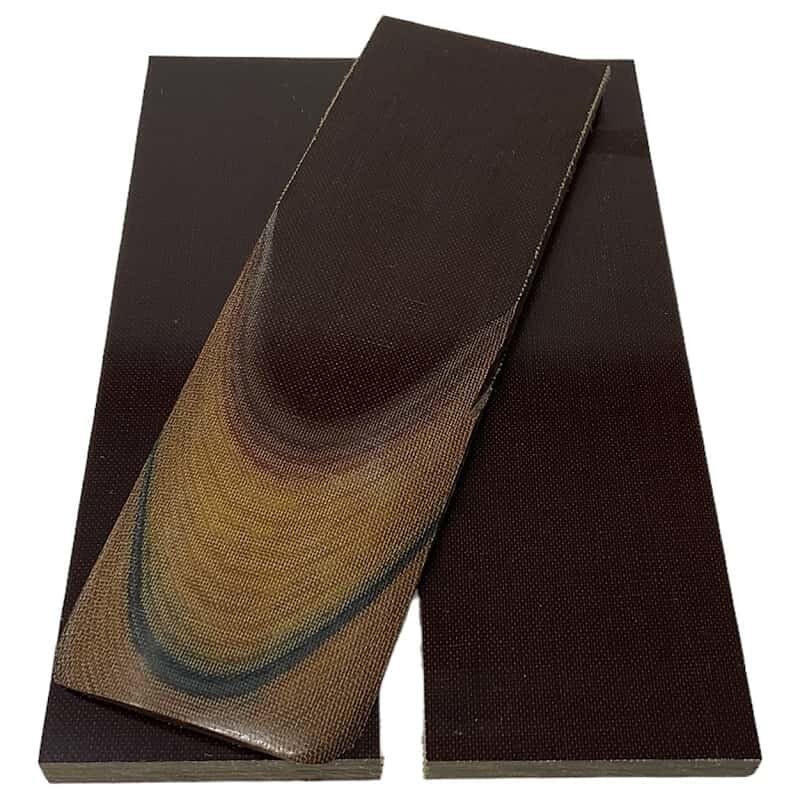 Brown Vintage Linen Micarta- SINGLE BLACK LINE- Scales - Maker Material Supply