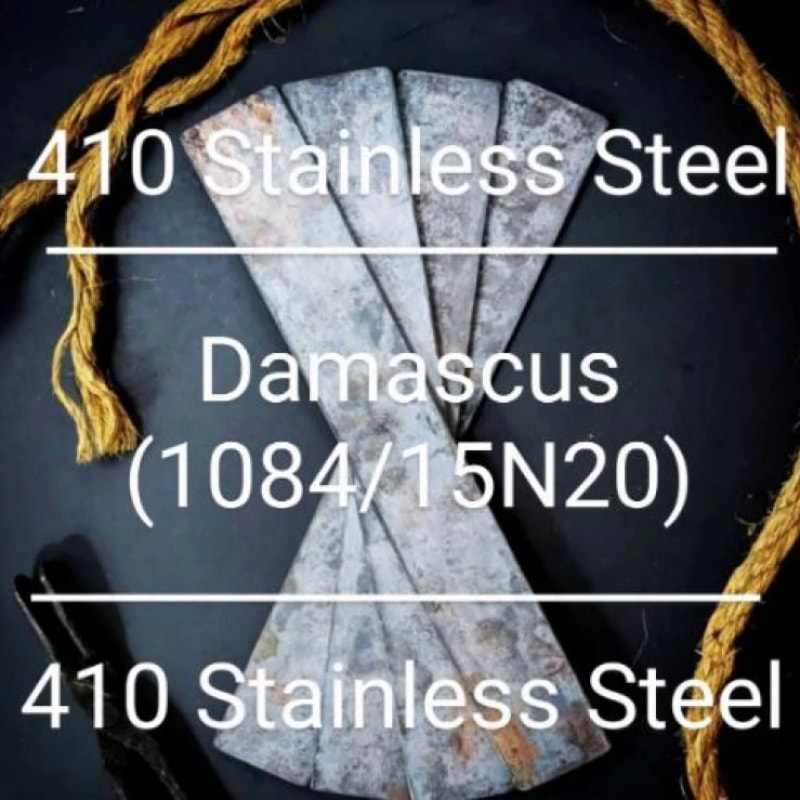 Damascus Core (1084/15n20) San Mai Blade Steel- 5/32" x 2"- by Gambler Custom - Maker Material Supply