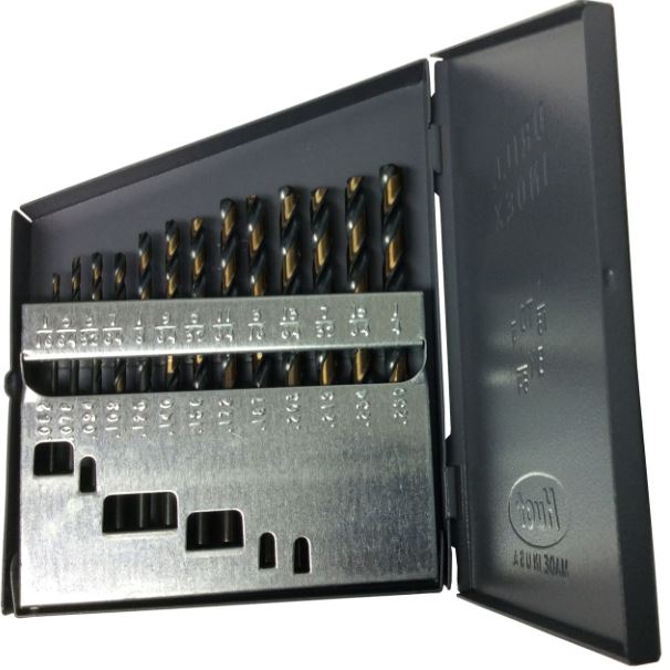 Drill Bit Set- HSS 1/16"-1/4" Black and Gold Finish- Killer Force Drills- 13 pcs - Maker Material Supply