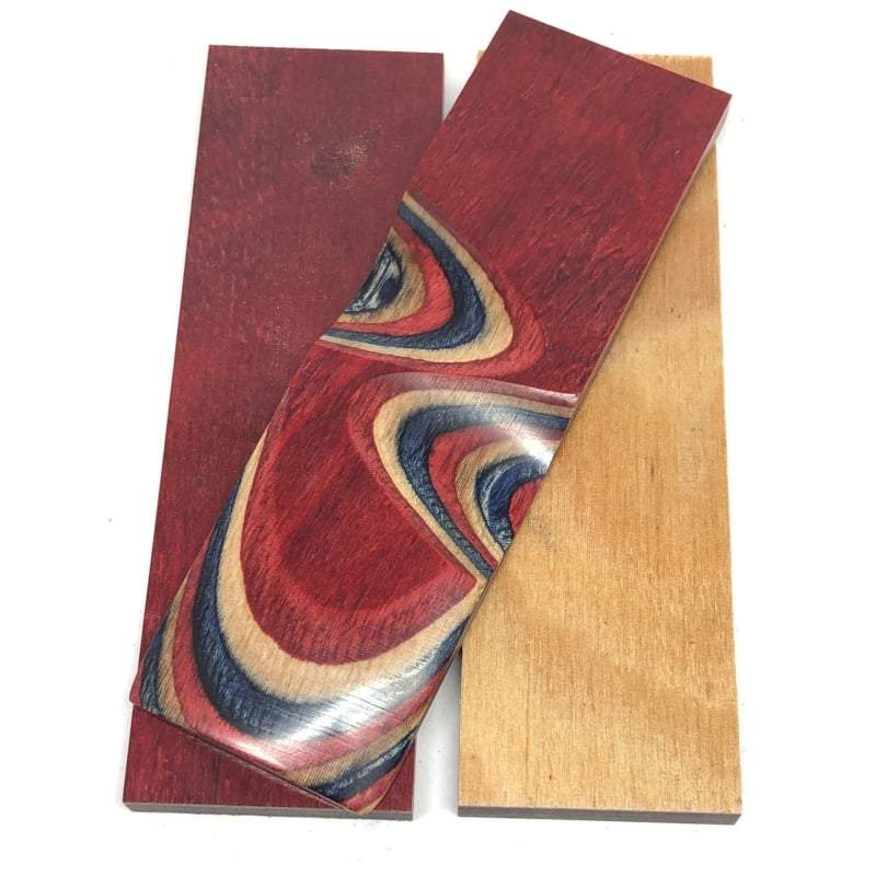 DymaLux "AMERICANA" Laminated Wood Knife Handle Scales- 1/4" x 1.5" x 5" - Maker Material Supply