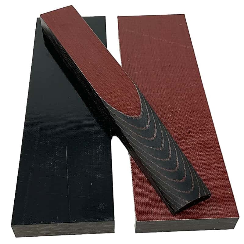 Linen Micarta- BLACK w/ RED- Knife Handle Scales- .41" x 1.5" x 5" - Maker Material Supply