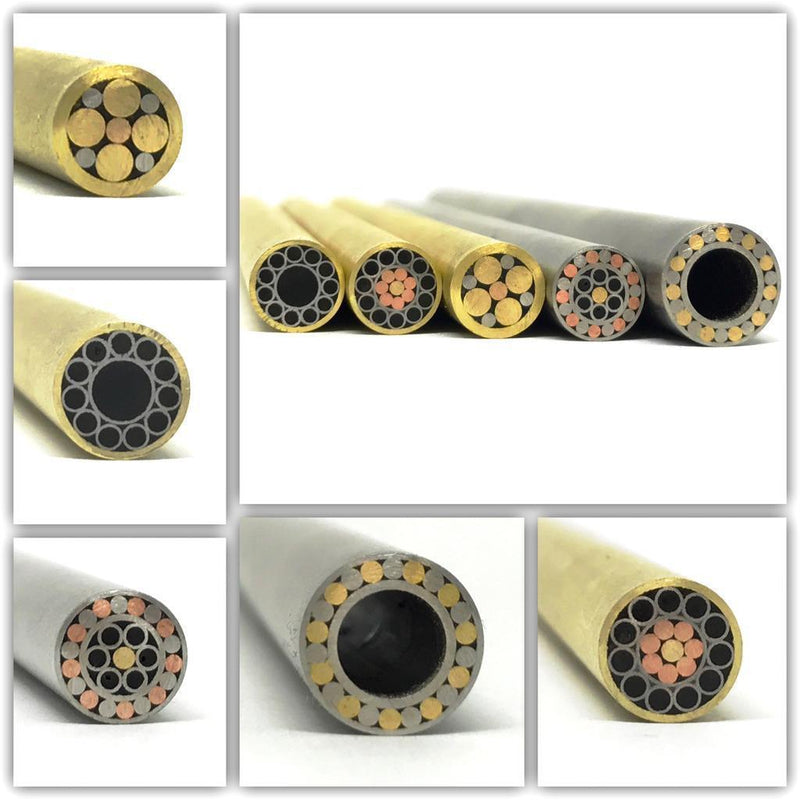 Mosaic Pin- Knife handle 1/4" x 6" Brass + Stainless Steel & Black- 1 pin- MP3 - Maker Material Supply