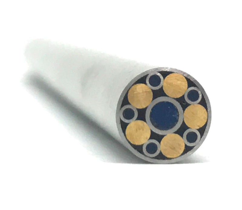 Mosaic Pin for Knifemaking- 1/4" x 6"- Stainless+ Brass + Blue Resin- MP11 - Maker Material Supply