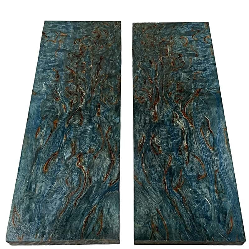 Raffir- Masur Birch Wood- Stabilized & Dyed- BLUE CURLY - Maker Material Supply