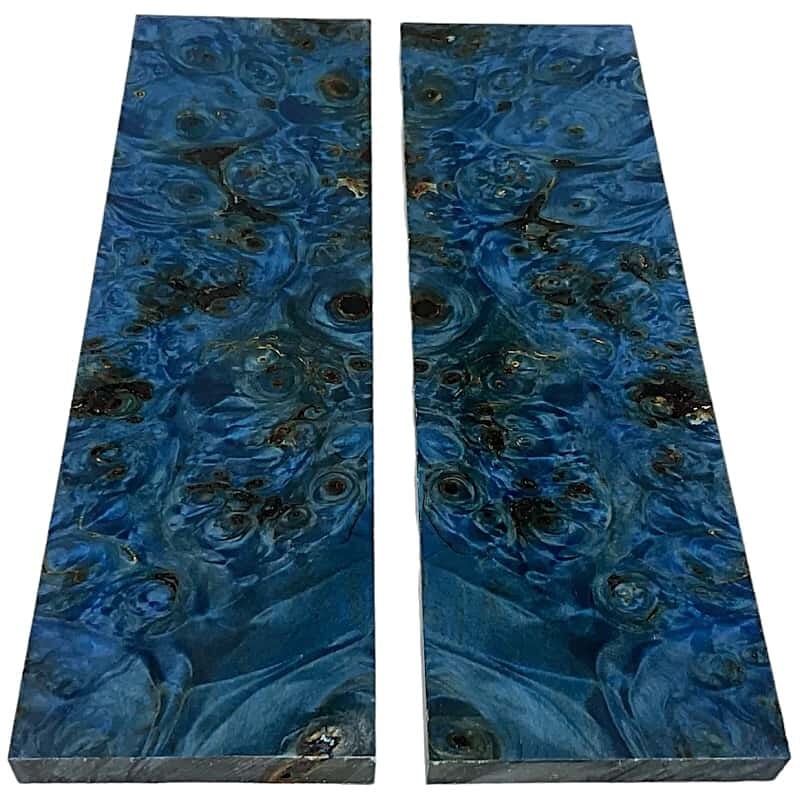 Raffir- Poplar Burl- Stabilized Wood- BLUE - Maker Material Supply