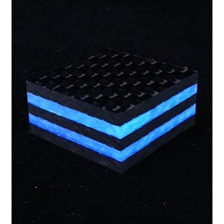 Ring Blank- Double Blue Glow Core Carbon Fiber 1/2" x 1.25" x 1.25" CarbonWaves - Maker Material Supply