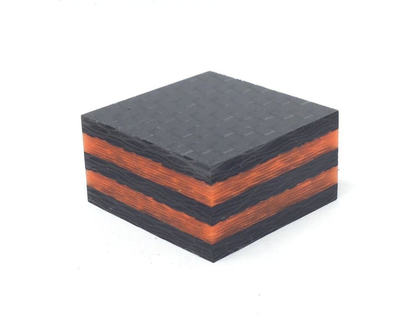 Ring Blank- Double ORANGE Glow Core Carbon Fiber 5/8" x 1.25" x 1.25" CarbonWaves - Maker Material Supply
