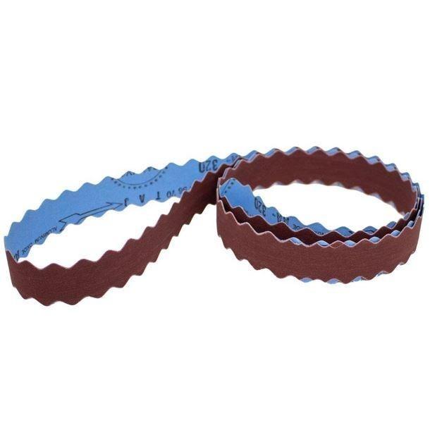 Scalloped Flexible Aluminum Oxide Sanding Belts- 1" x 72"- 120-600 Grit - Maker Material Supply