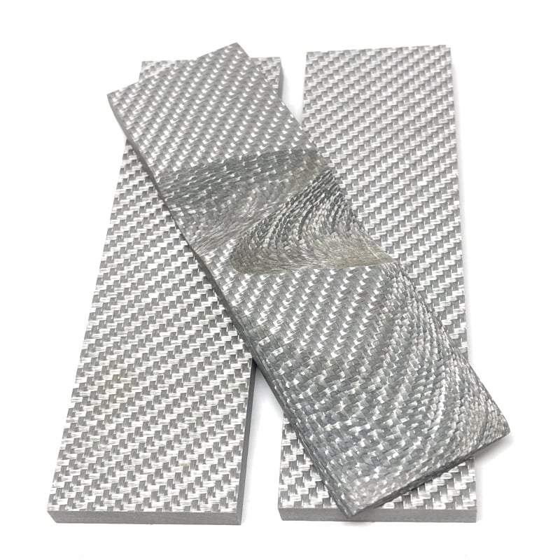 Silver Twill Carbon Fiber- Knife Handle Scales- 1/8" & 1/4" Thick - Maker Material Supply