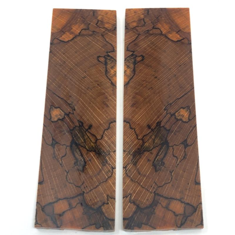 Spalted Beech- Stabilized Wood- Dyed ORANGE- Pen Turning Blanks - Maker Material Supply